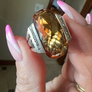 David Yurman Bold Citrine Ring with diamonds